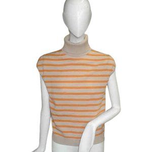 NEW J Crew Sleeveless Turtleneck Sweater!  Orange & Tan Stripe  Lighter Weight